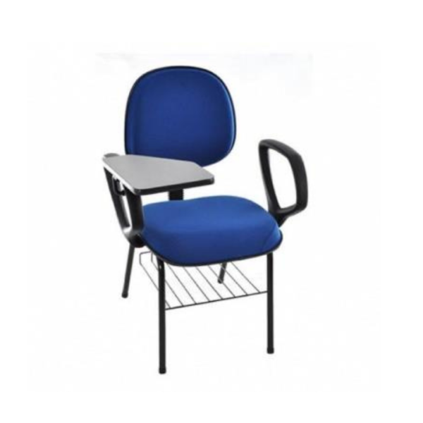 (FCU043) CADEIRA UNIVERSITÁRIA ESTOFADA ADULTO EM TUBO 7/8, ESPUMA LAMINADA DE 4CM COM BRAÇO ESCAMOTEÁVEL COM PRANCHETA EM MDF