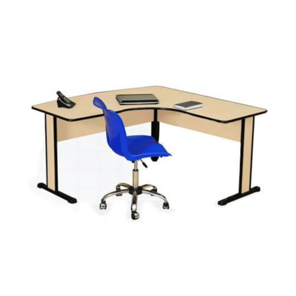 (FM034) MESA PARA ESCRITÓRIO FORMATO DELTA, EST,EM METALON E UMA PERNA EM TUBO (cópia)